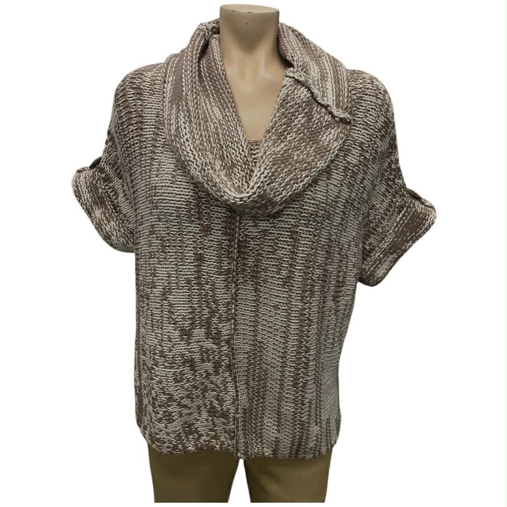 Pure Handknit Top Elegant Tan Cowl Neck Sweater Size XS